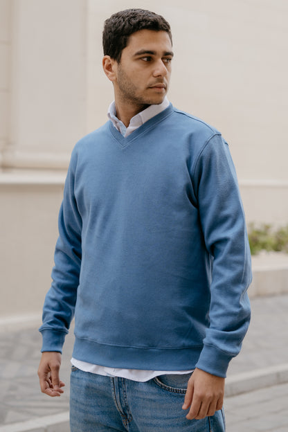 V-Neck Blue Sweater