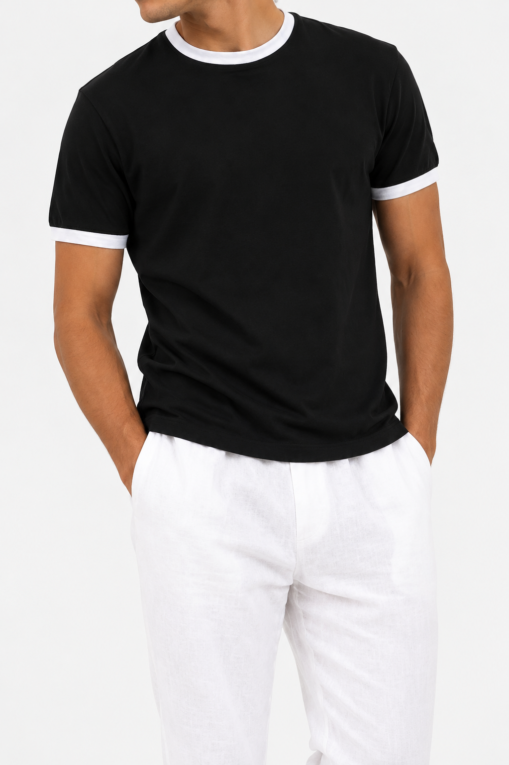 Basic Contrast Rib T-Shirt