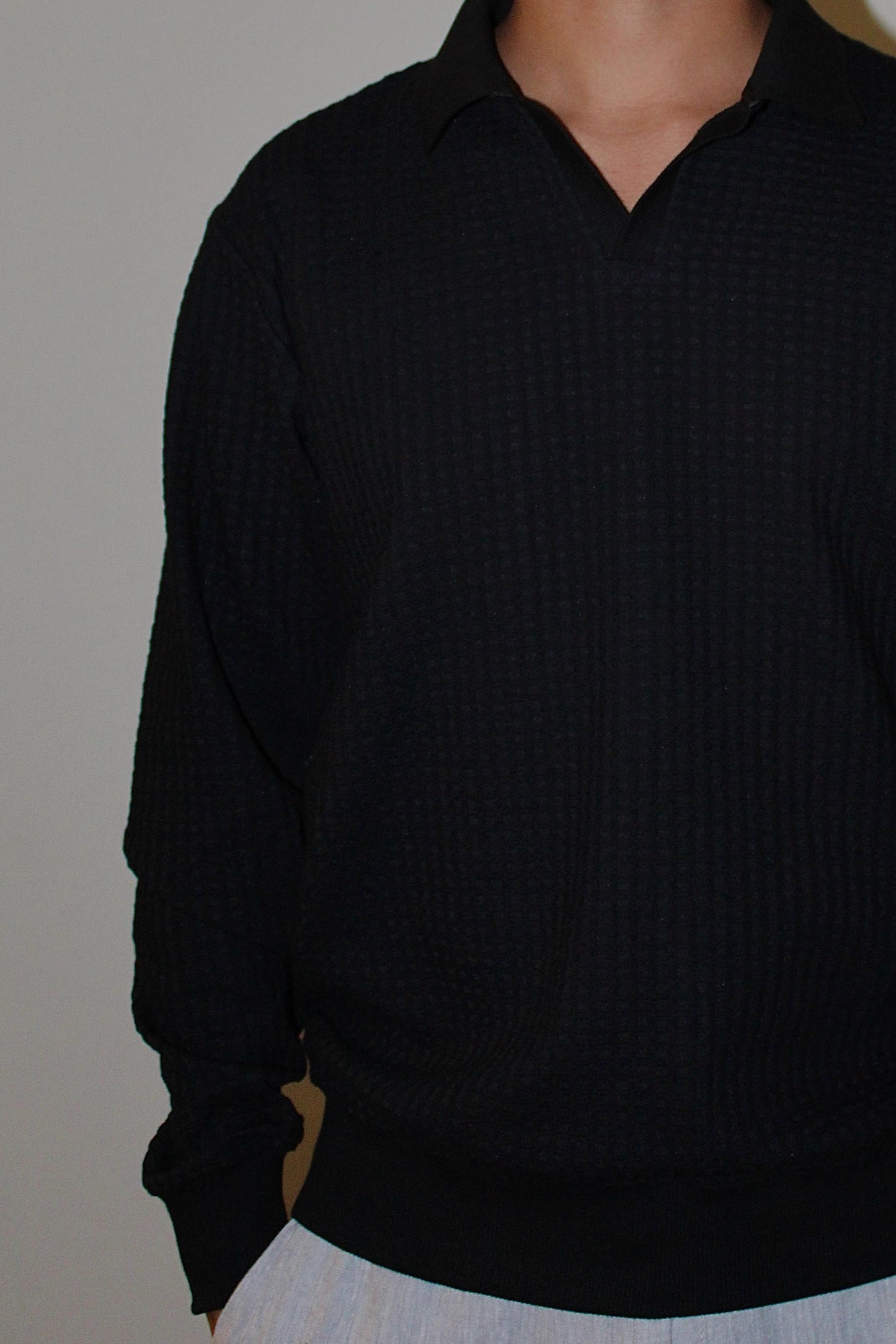 Textured Polo Sweater