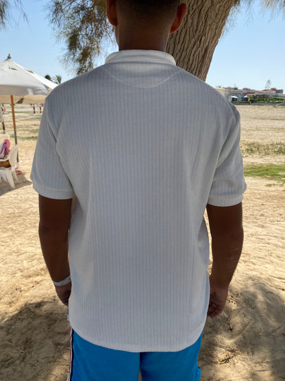 Textured Shirt With A Band Collar