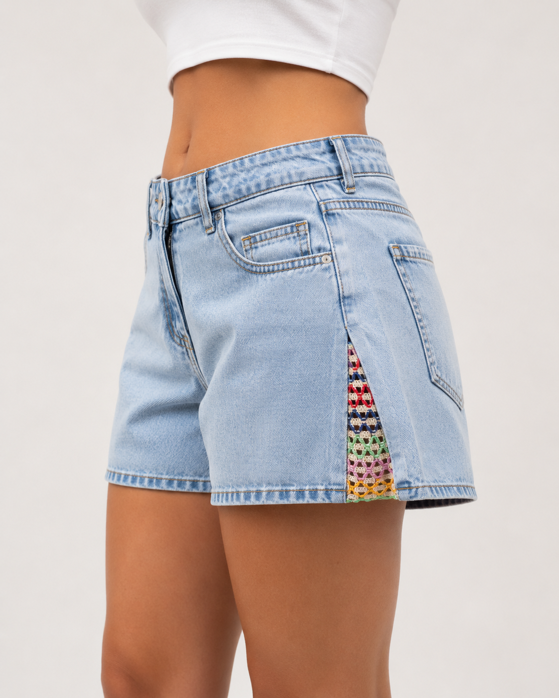 Crochet Denim Shorts