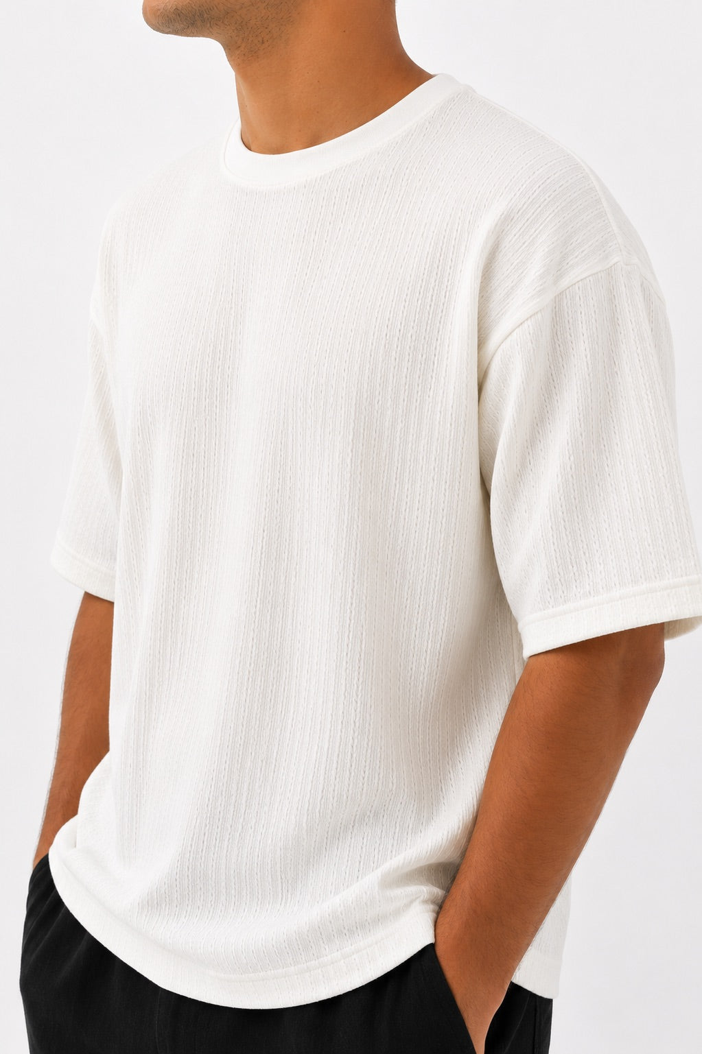 Textured White T-Shirt