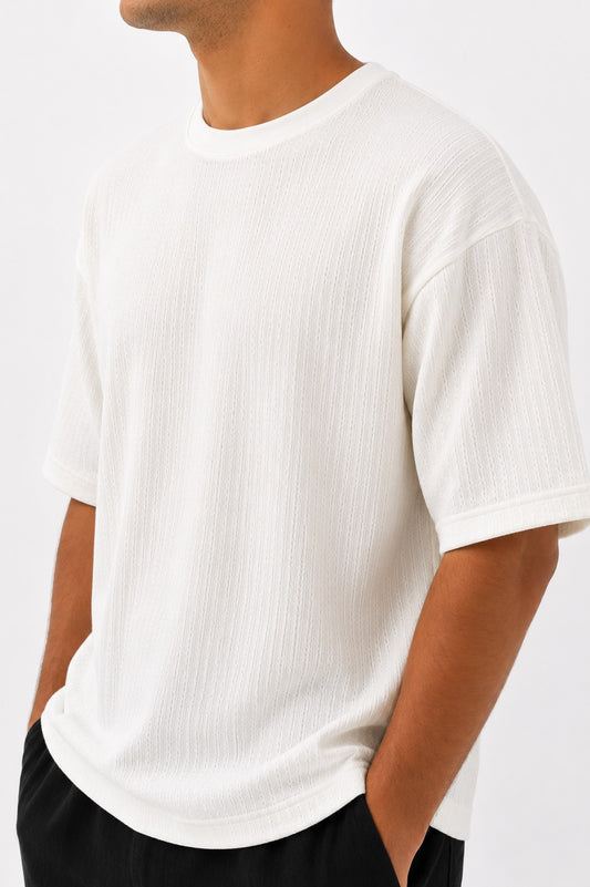 Textured White T-Shirt