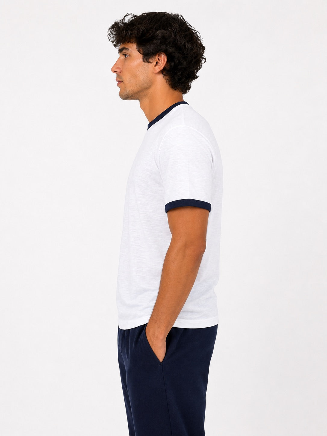 Basic Contrast Rib T-Shirt