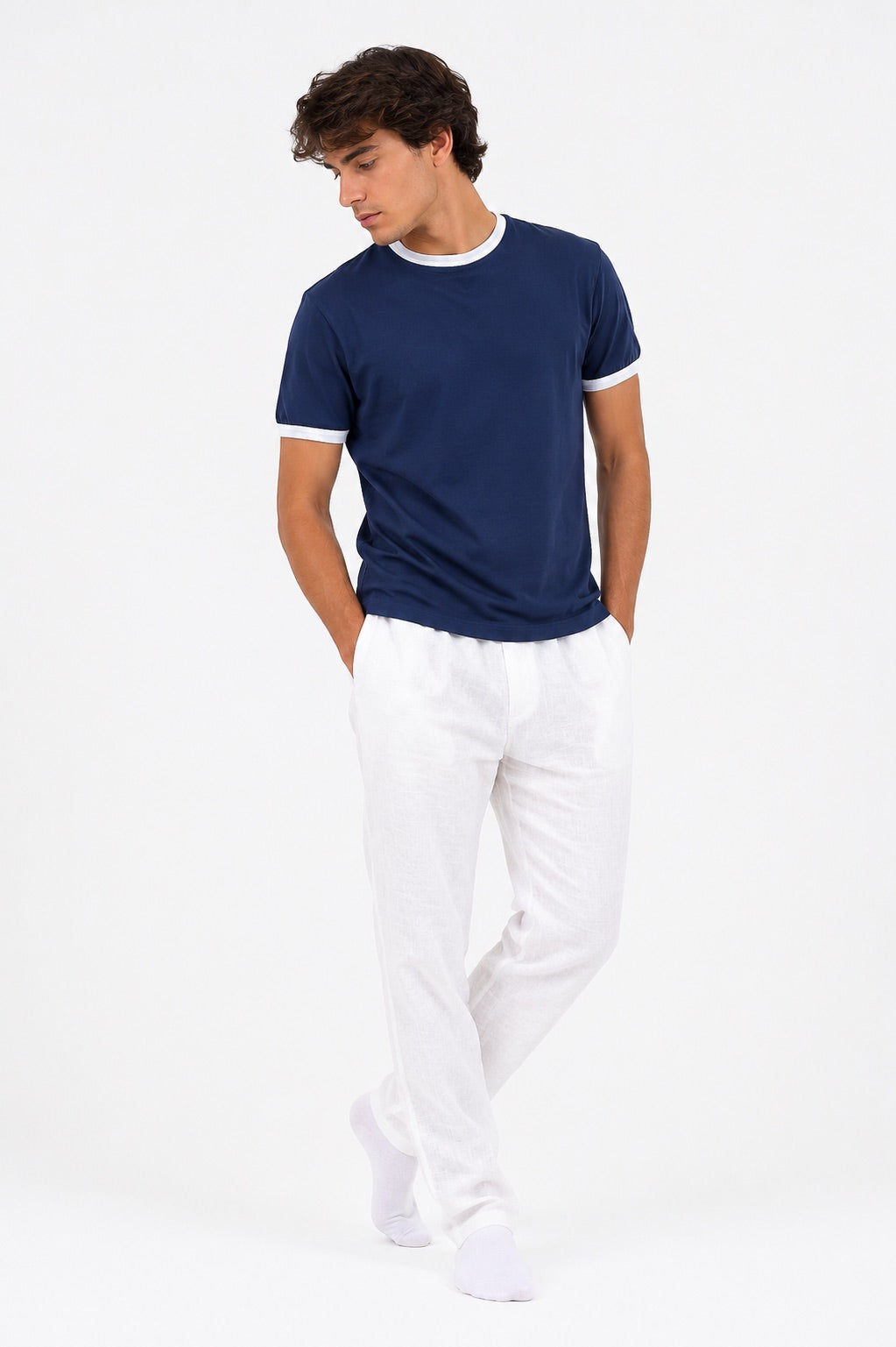 Basic Contrast Rib T-Shirt