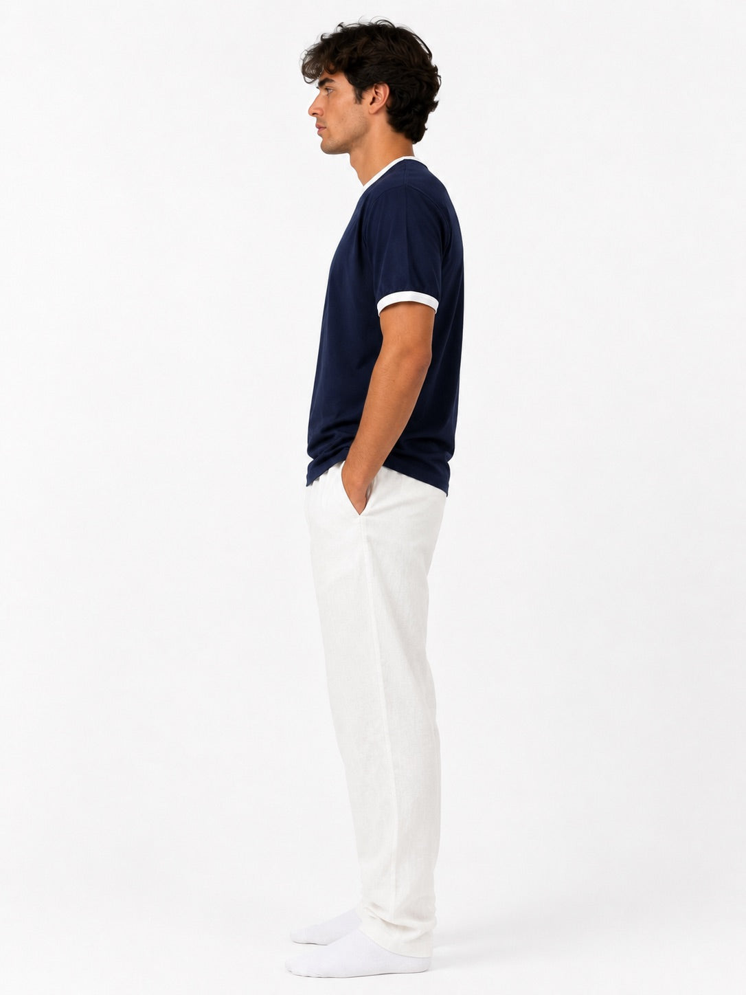Basic Contrast Rib T-Shirt