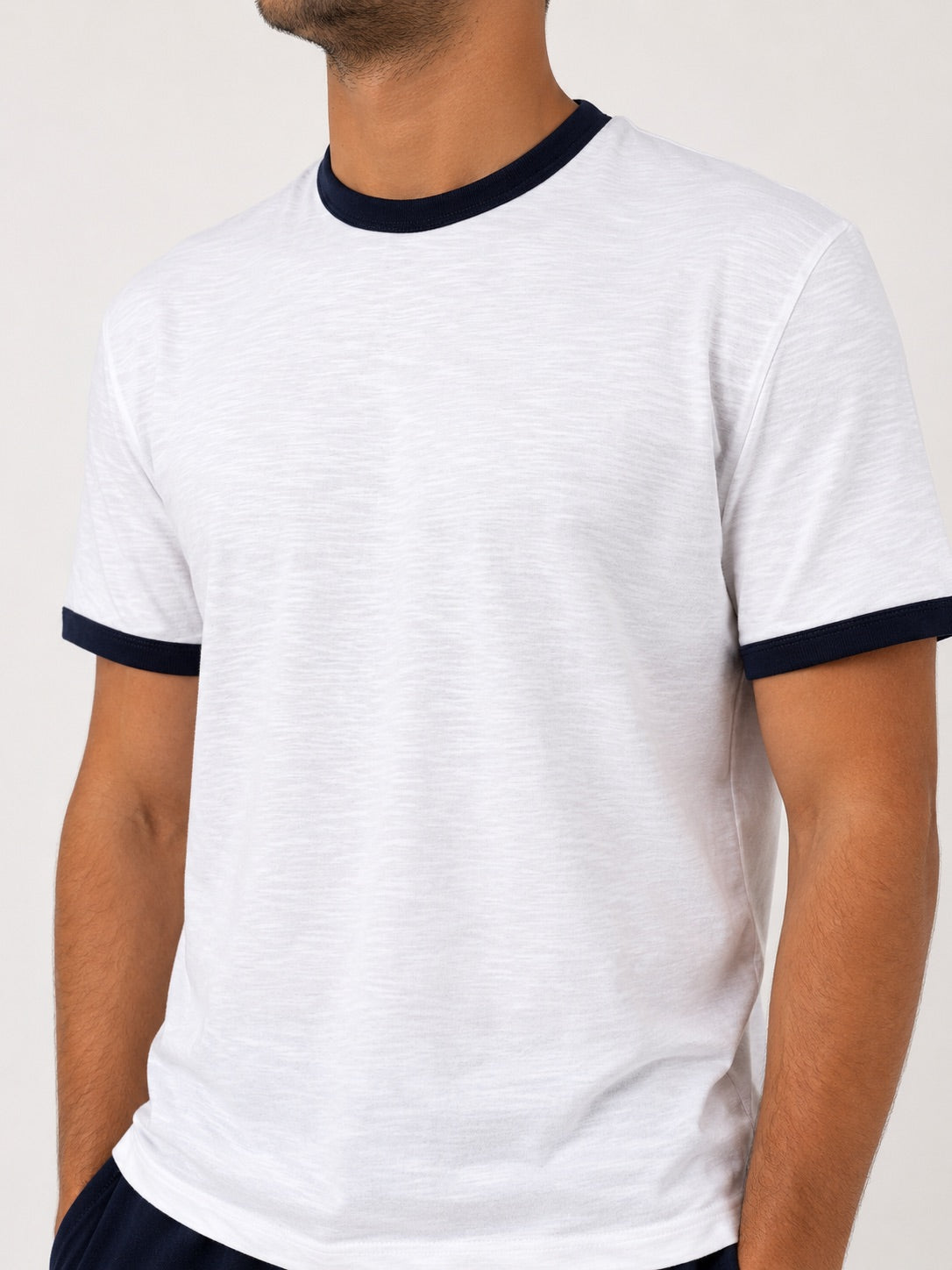 Basic Contrast Rib T-Shirt