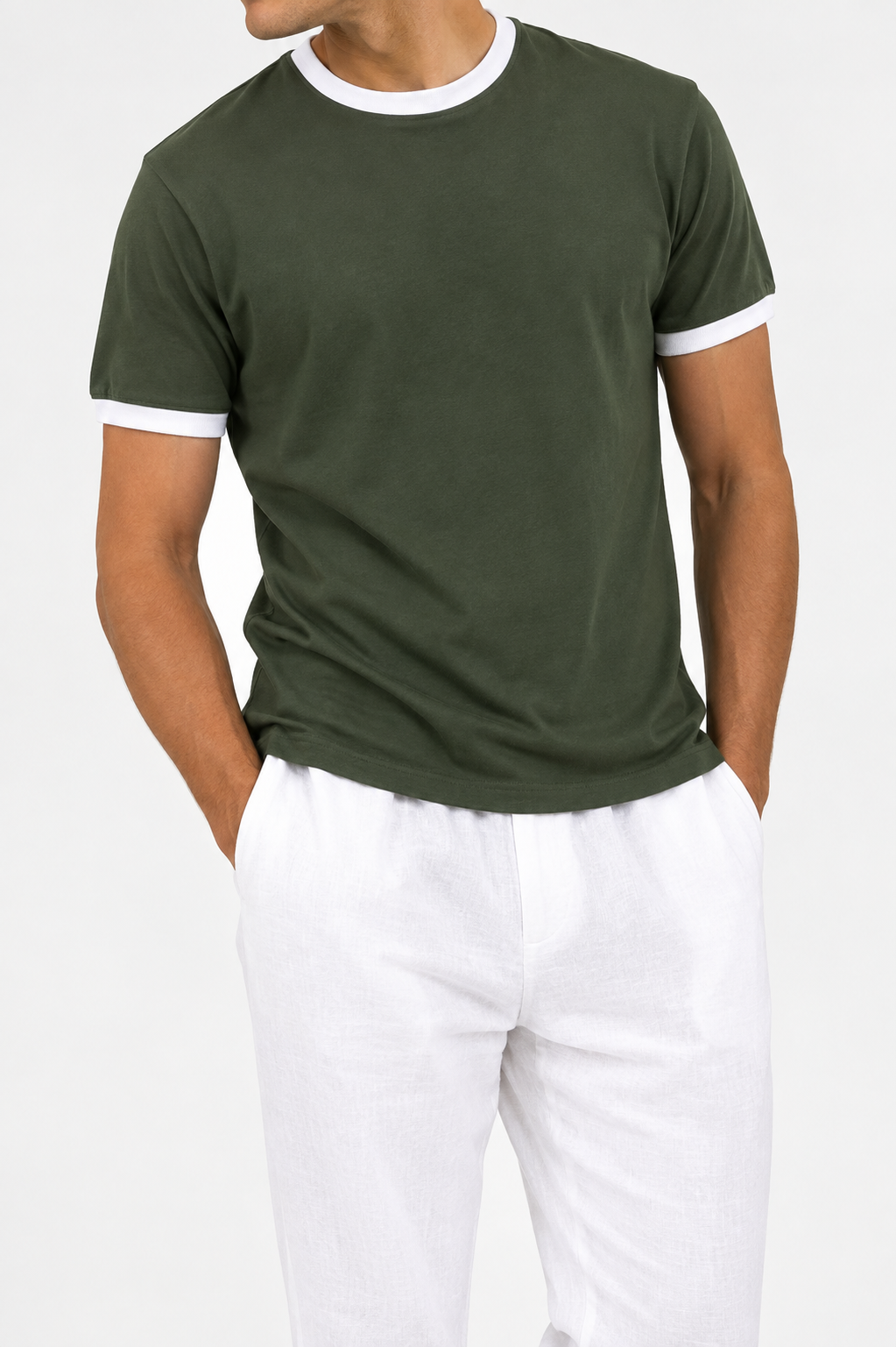 Basic Contrast Rib T-Shirt