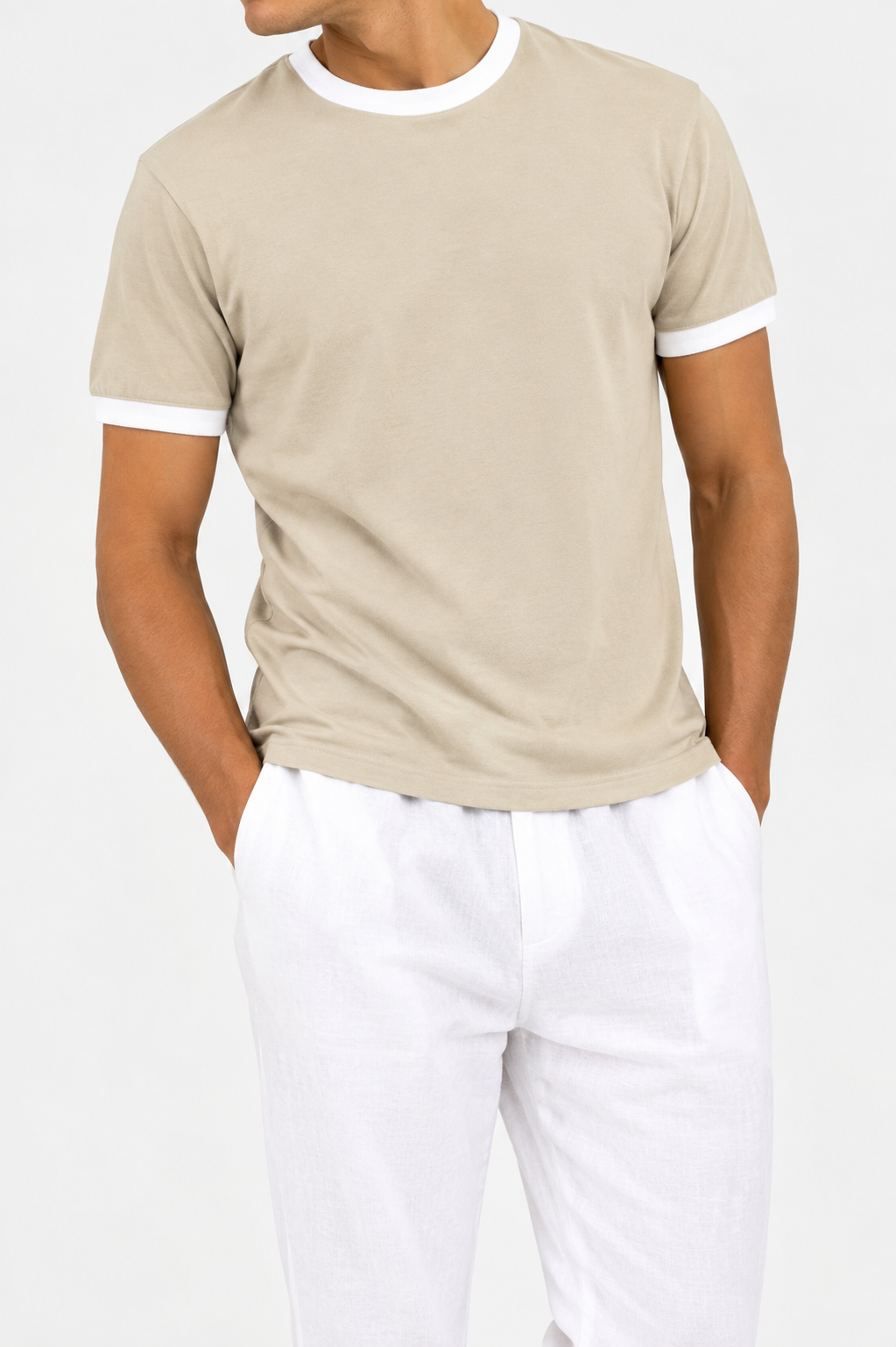 Basic Contrast Rib T-Shirt